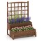 Rustic Brown Fir Wood Raised Garden Bed with Trellis 2-Tier Vertical Planter for Patio